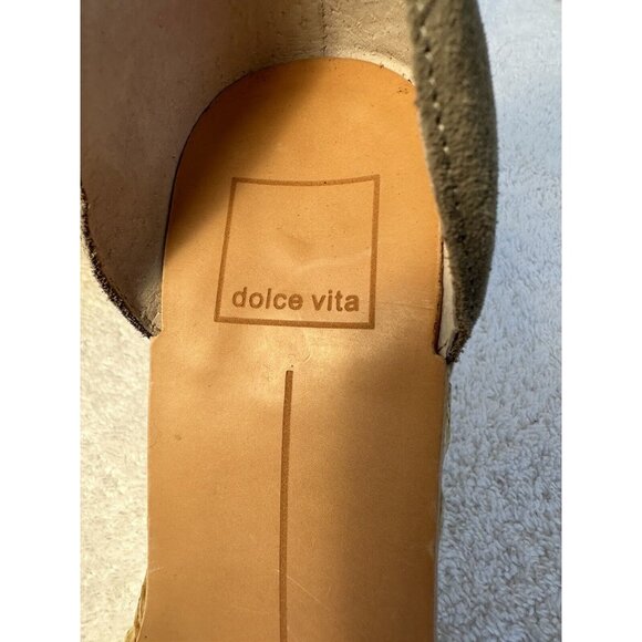 Dolce Vita Noor Espadrille Wedge Sandals 7.5 Light Gray Leather Ankle Strap - Picture 8 of 12